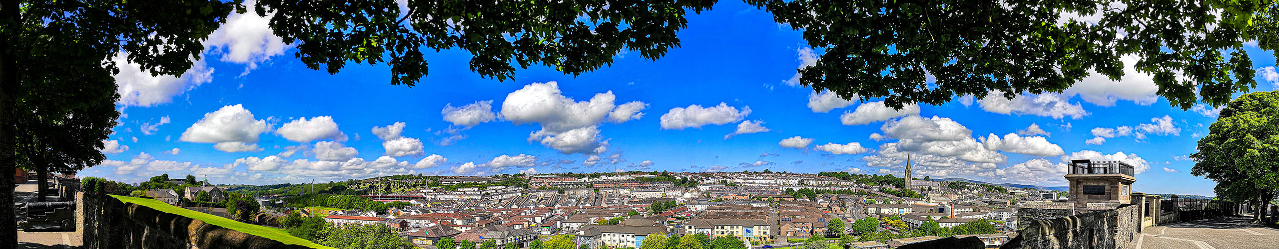 A photo from the walls of the bogside on a sunny day